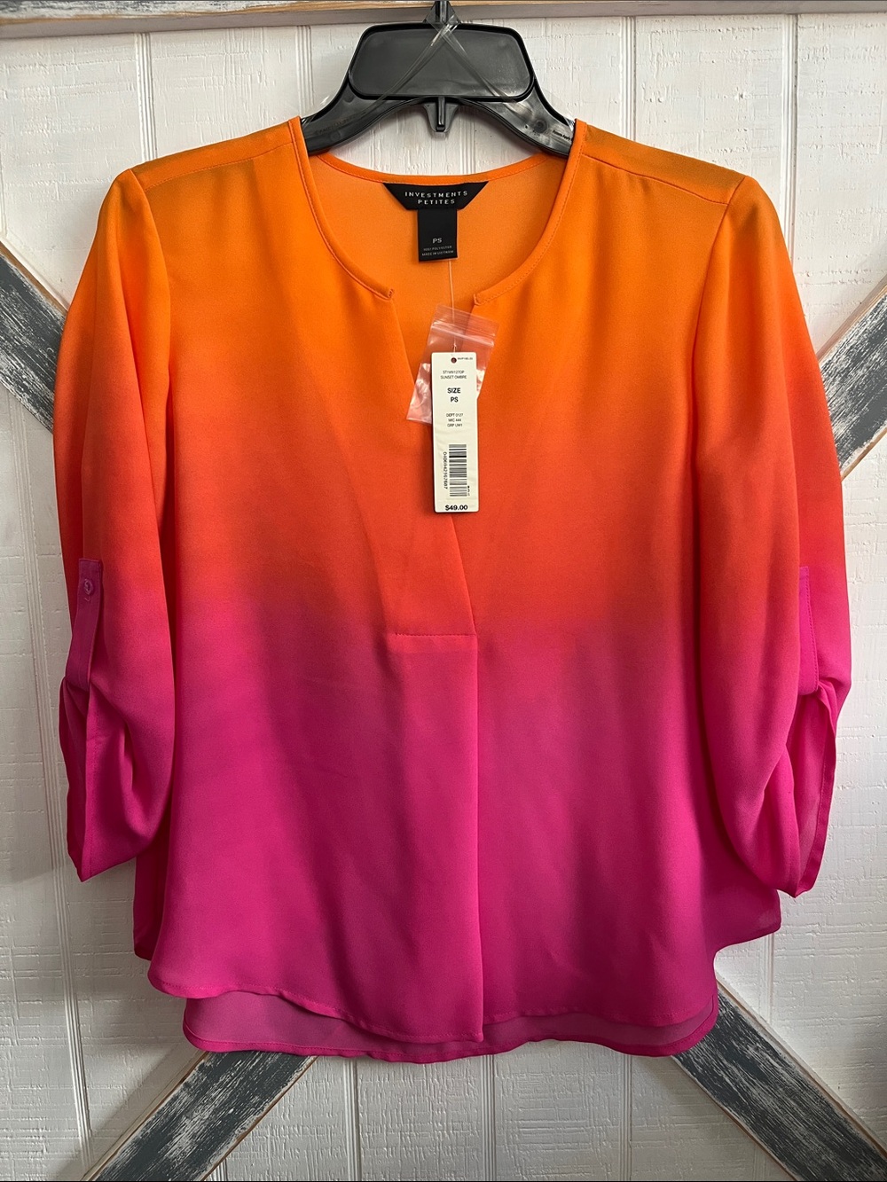 Investments Orange to Pink Ombre Blouse